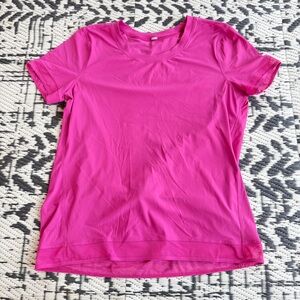 Hot Pink Lululemon Athletica Short Sleeve Open Back Workout Top